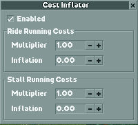 (CostInflator settings window, with default settings)